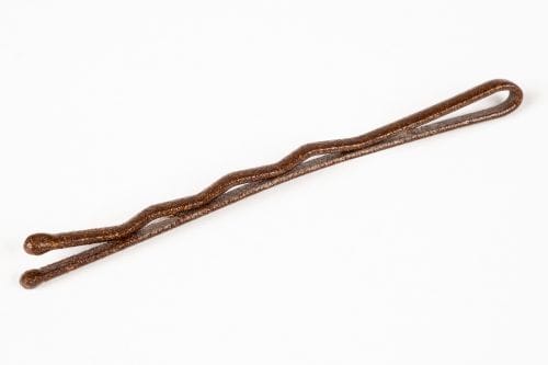 Waved hairgrips two balls pointed 50mm - brown matt / 250g
